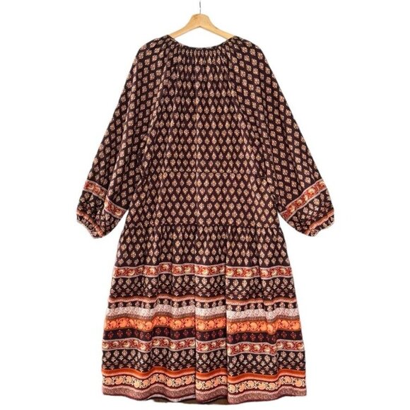 Old Navy Long Puff Sleeve Drawstring Waist Tiered Poet Long Midi Dress Size XL - Picture 4 of 11